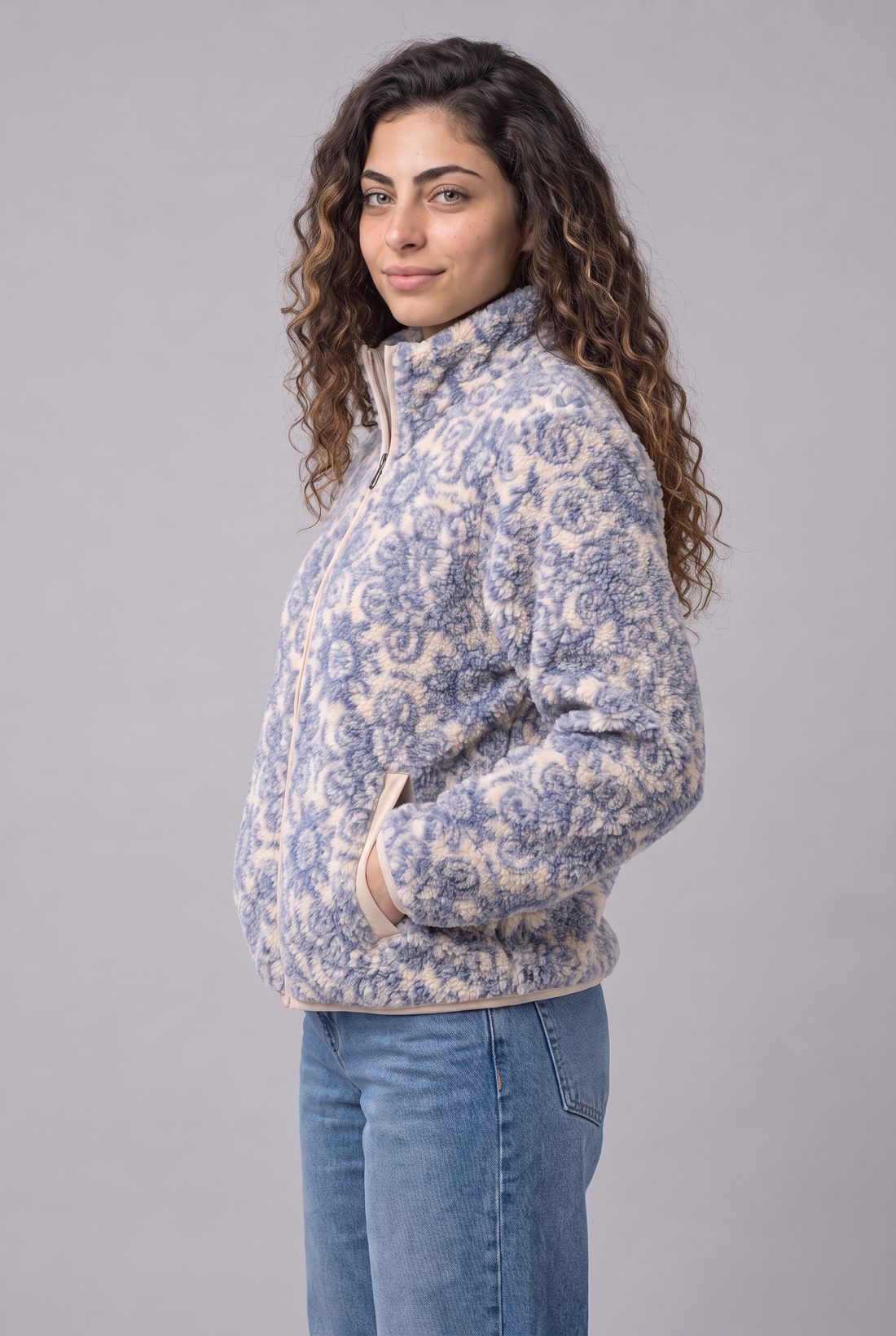 Azure Tile Sherpa Zip-Up Jacket