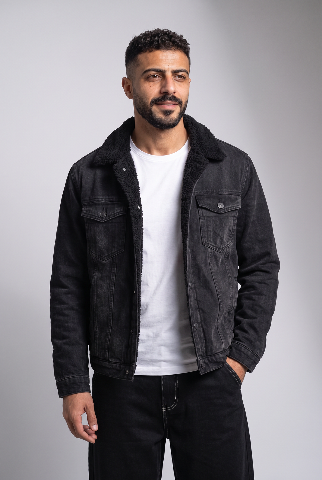 Sherpa-Lined Denim Trucker