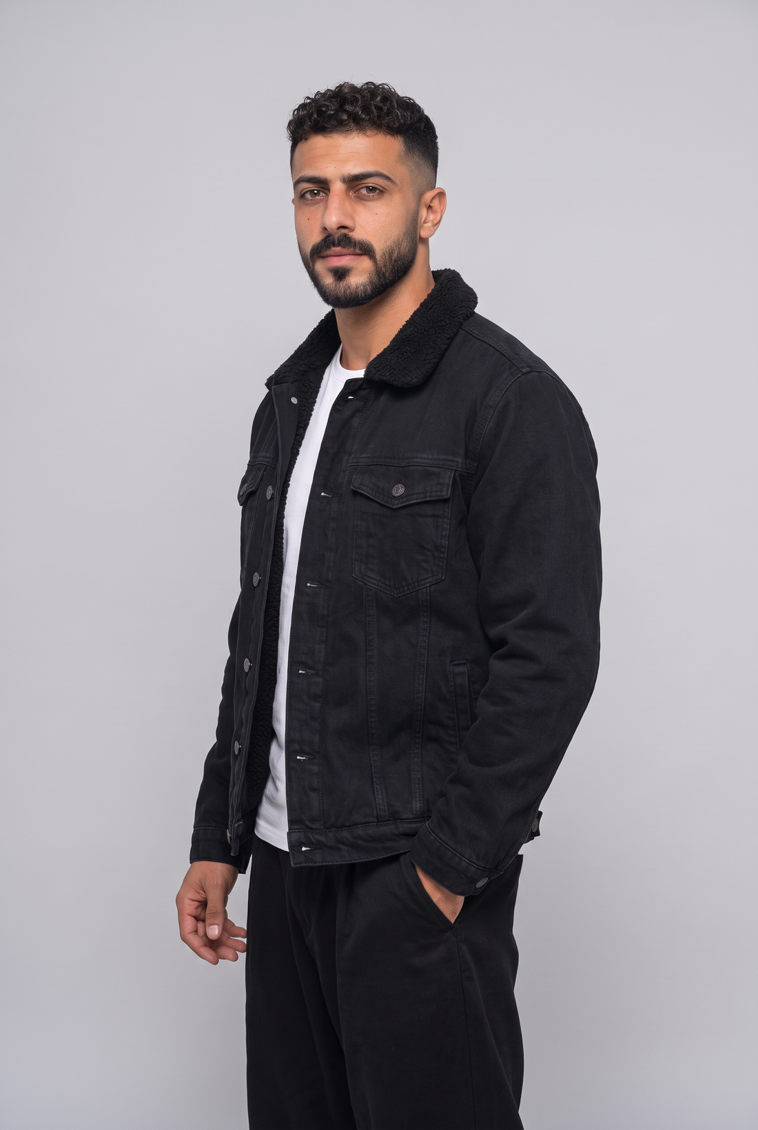 Sherpa-Lined Denim Trucker