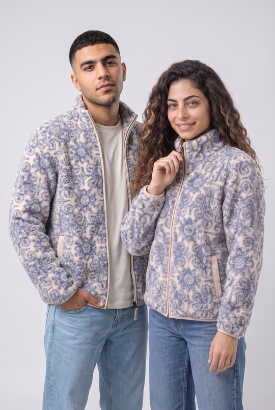 Azure Tile Sherpa Zip-Up Jacket