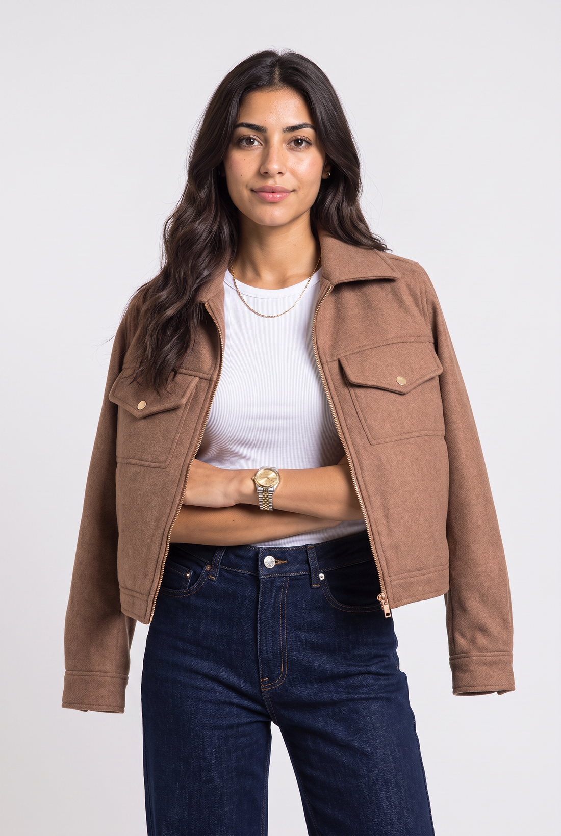 Cropped Utility Jacket with Pockets