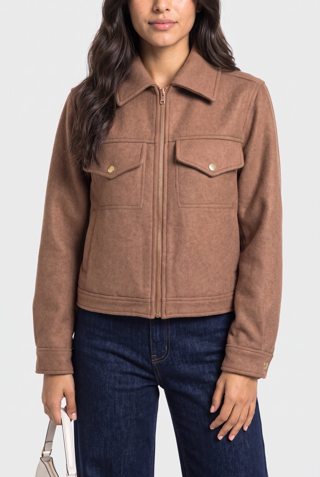 Cropped Utility Jacket with Pockets