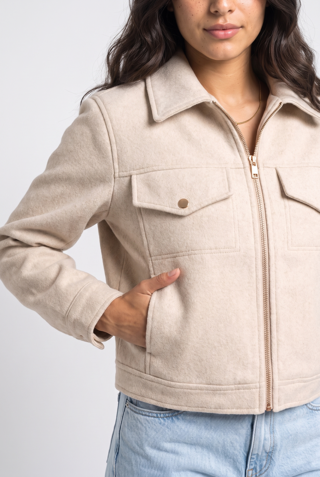 Cropped Utility Jacket with Pockets