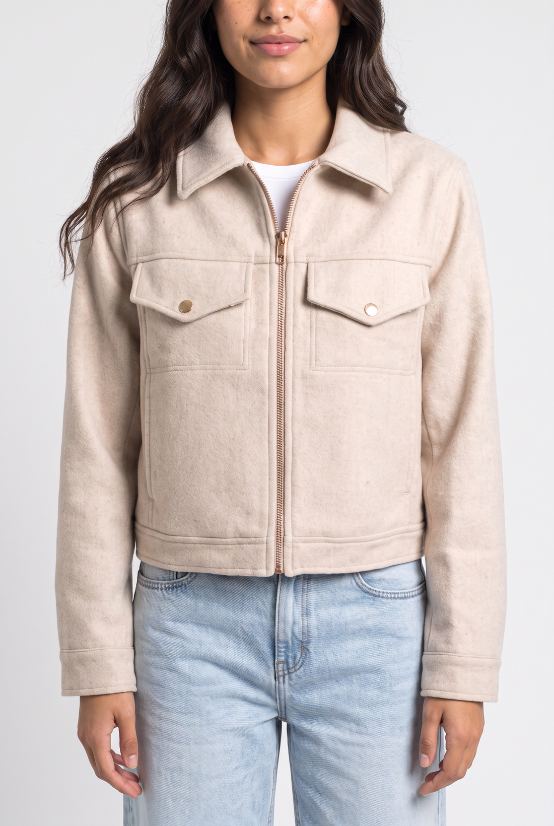 Cropped Utility Jacket with Pockets
