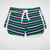 Kids Summer 23 Girls Shorts Girls Hot Short (Cotton) - "Stripped" - Dark Blue x Green