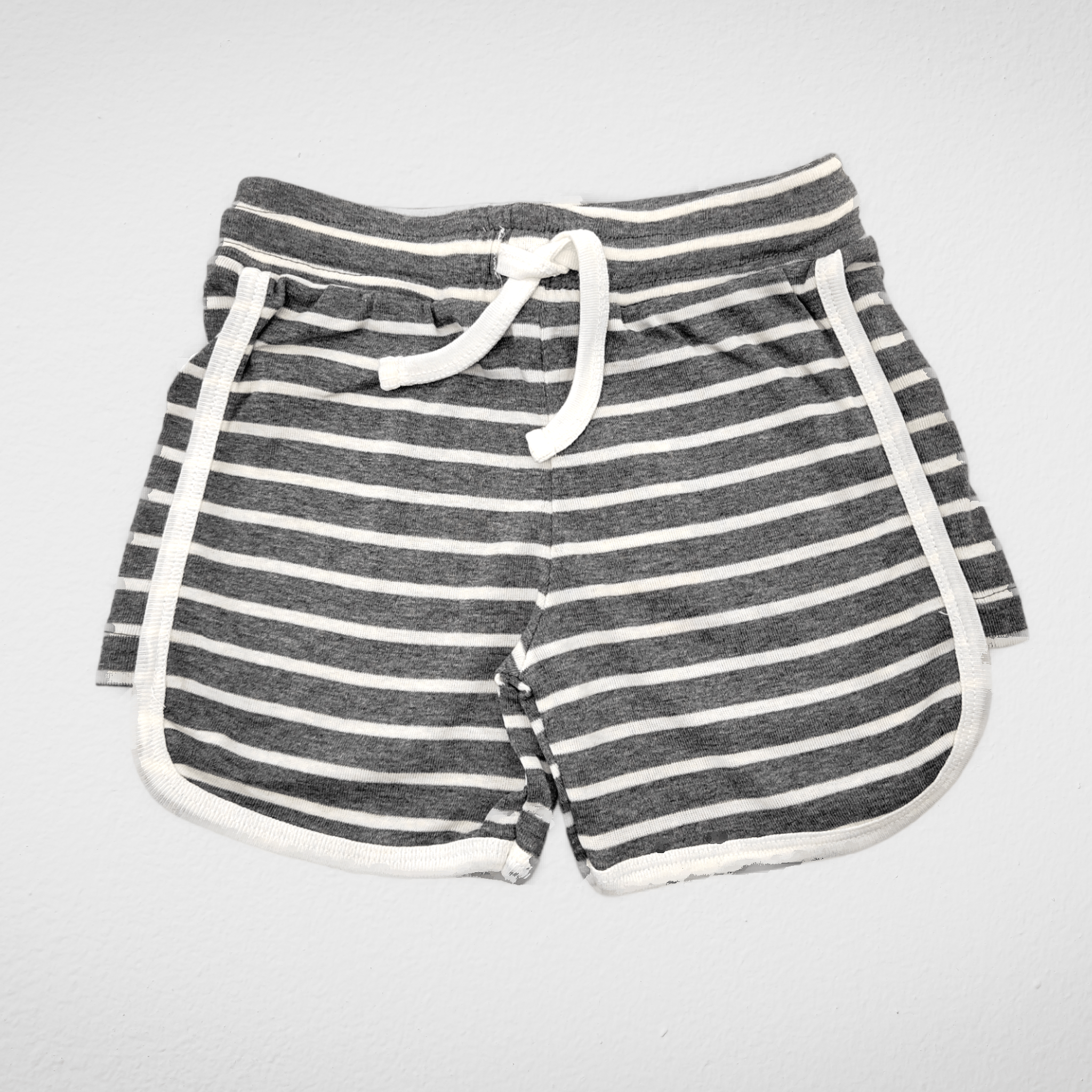 Kids Summer 23 Girls Shorts Girls Hot Short (Cotton) - "Stripped" - Grey