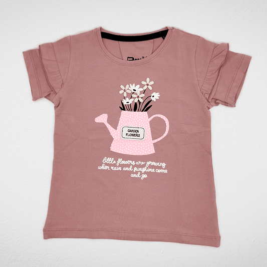 Kids Summer 23 Girls Tshirt Girls T-shirt - "Flowers" - Cashmere