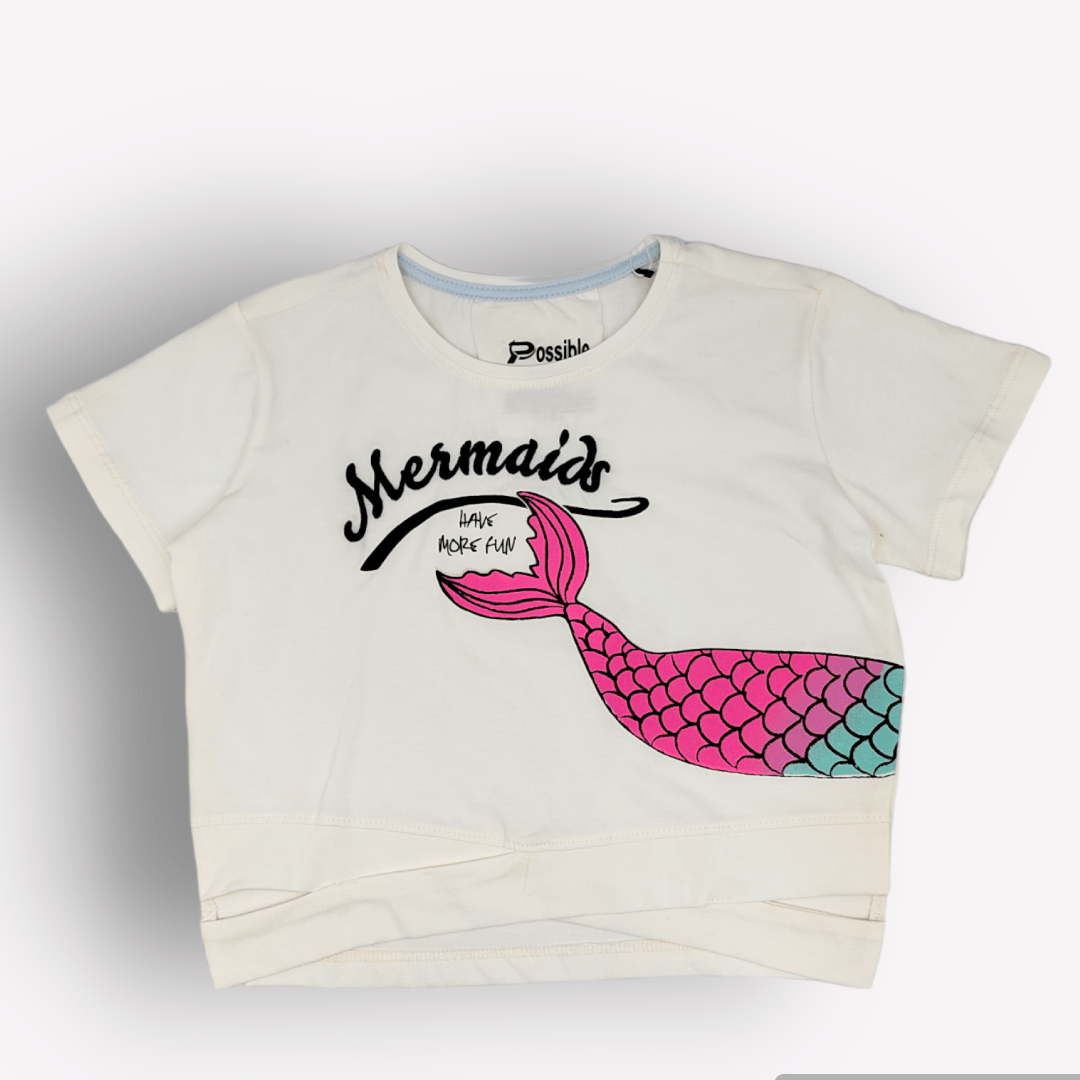 Kids Summer 23 Girls Tshirt Girls Tshirt - "Mermaid" - White