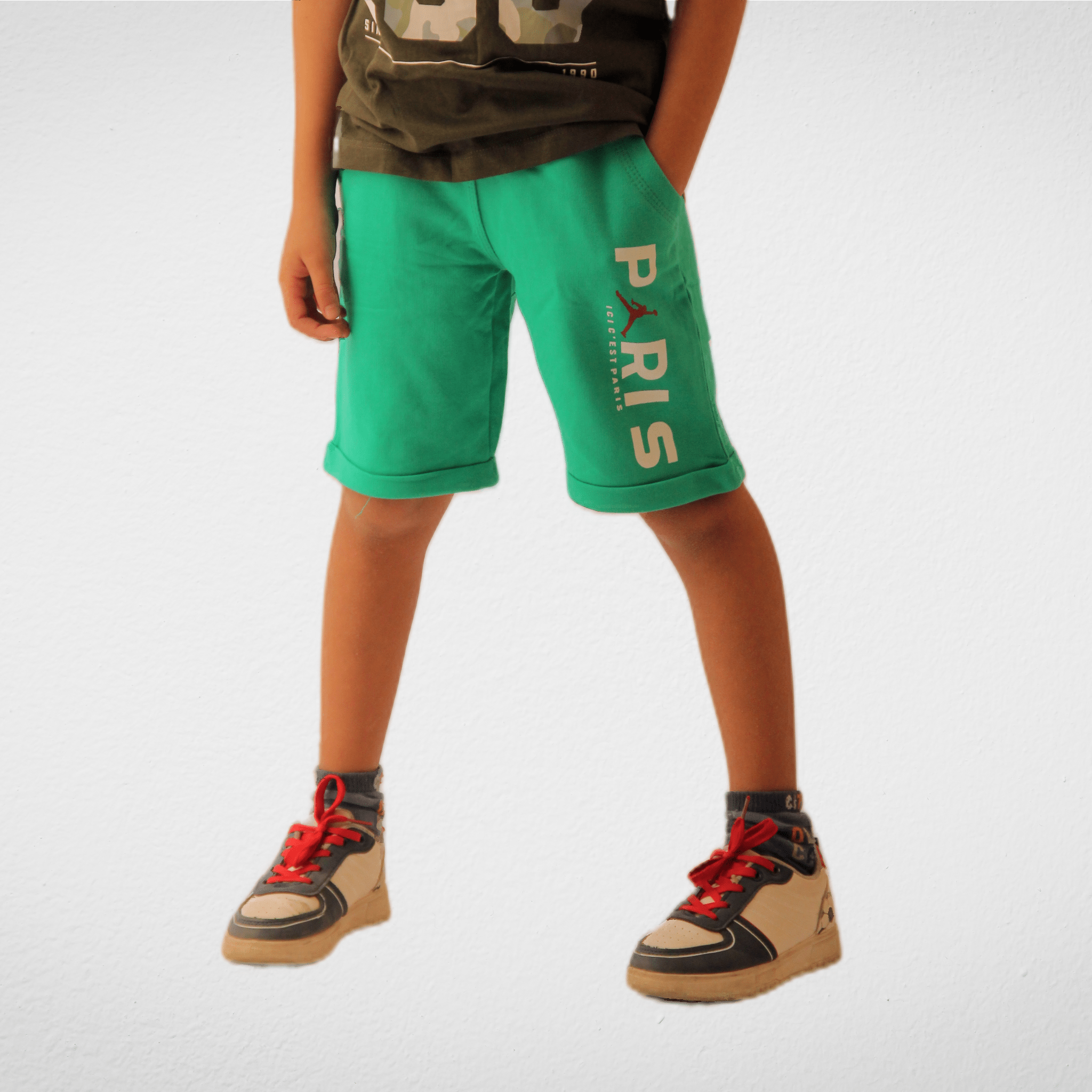 Kids Summer 23 Kids Short - PARIS - Green