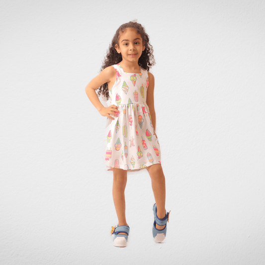 Kids Summer 23 Kids Training Set Cotton Girls Dress - Cut - Ice Cream