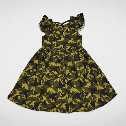 Kids Summer 23 Kids Training Set Cotton Girls Dress - Half Sleeve - Oil Green
