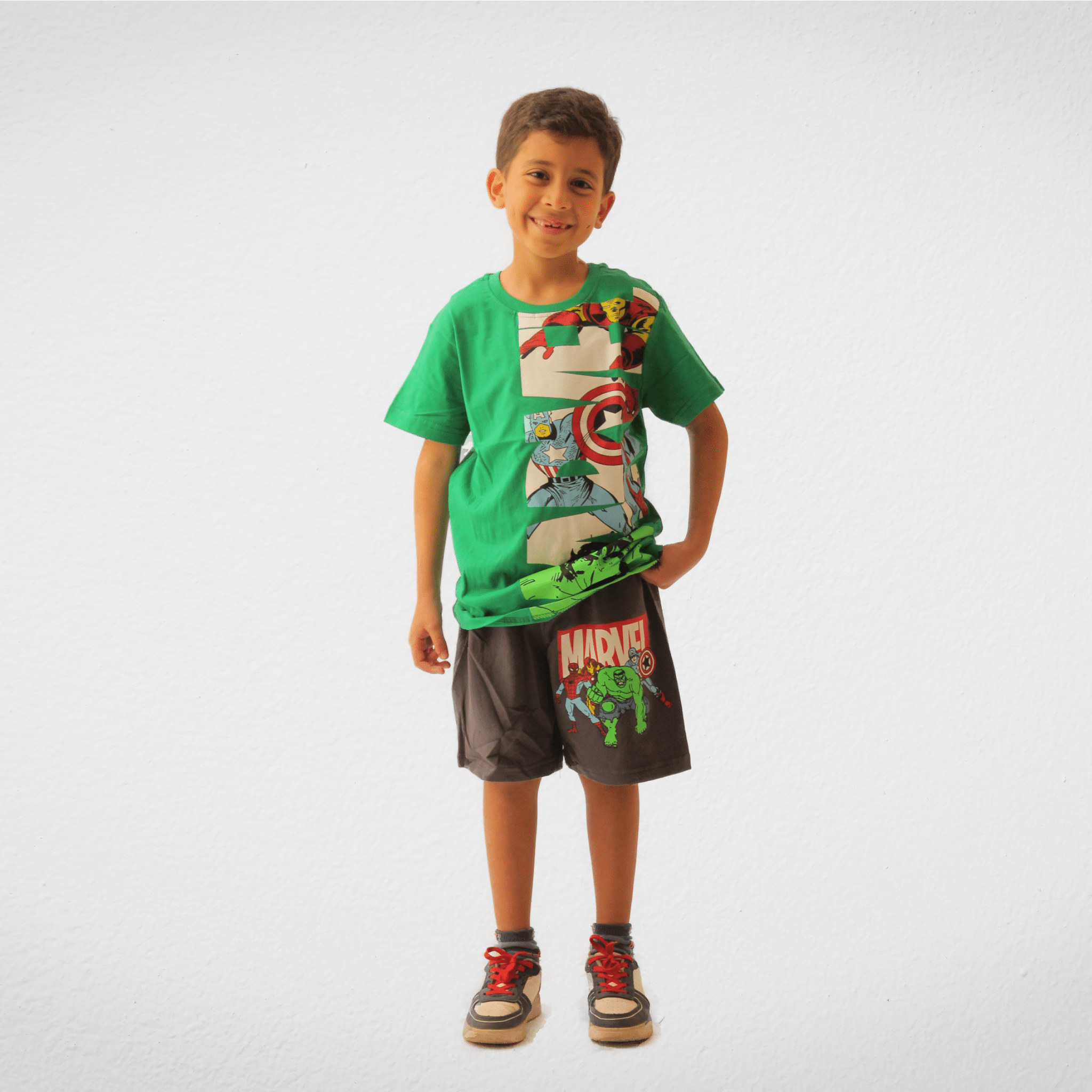 Kids Summer 23 Kids Tshirt Boys Pajama Set (Tshirt & Short) - Marvel - Green