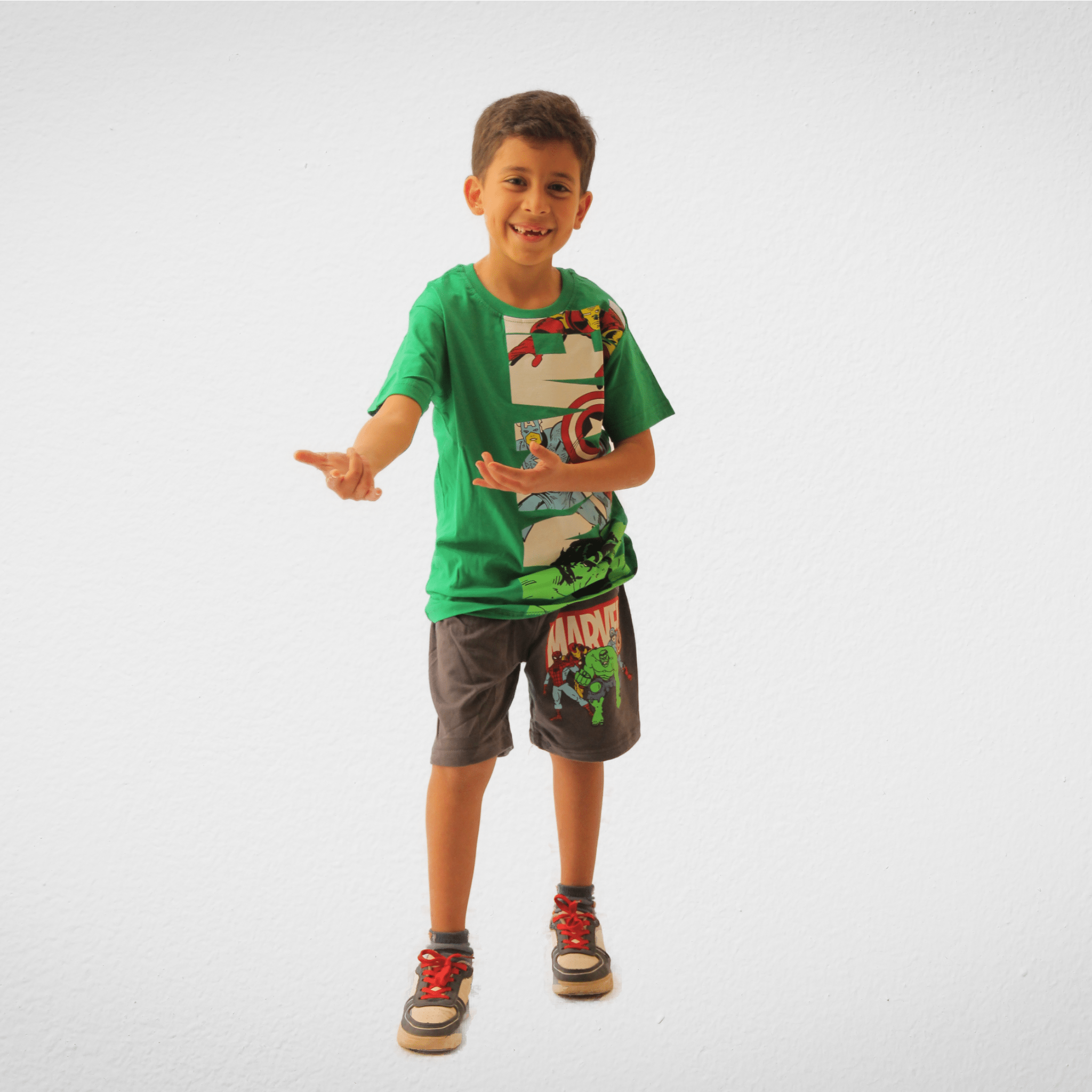 Kids Summer 23 Kids Tshirt Boys Pajama Set (Tshirt & Short) - Marvel - Green