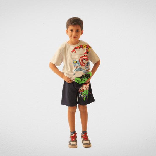 Kids Summer 23 Kids Tshirt Boys Pajama Set (Tshirt & Short) - Marvel - Grey