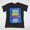 Kids Summer 23 Kids Tshirt Boys T-shirt - "Work Smart Play Hard" - Black