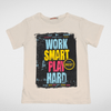 Kids Summer 23 Kids Tshirt Boys T-shirt - "Work Smart Play Hard" - White