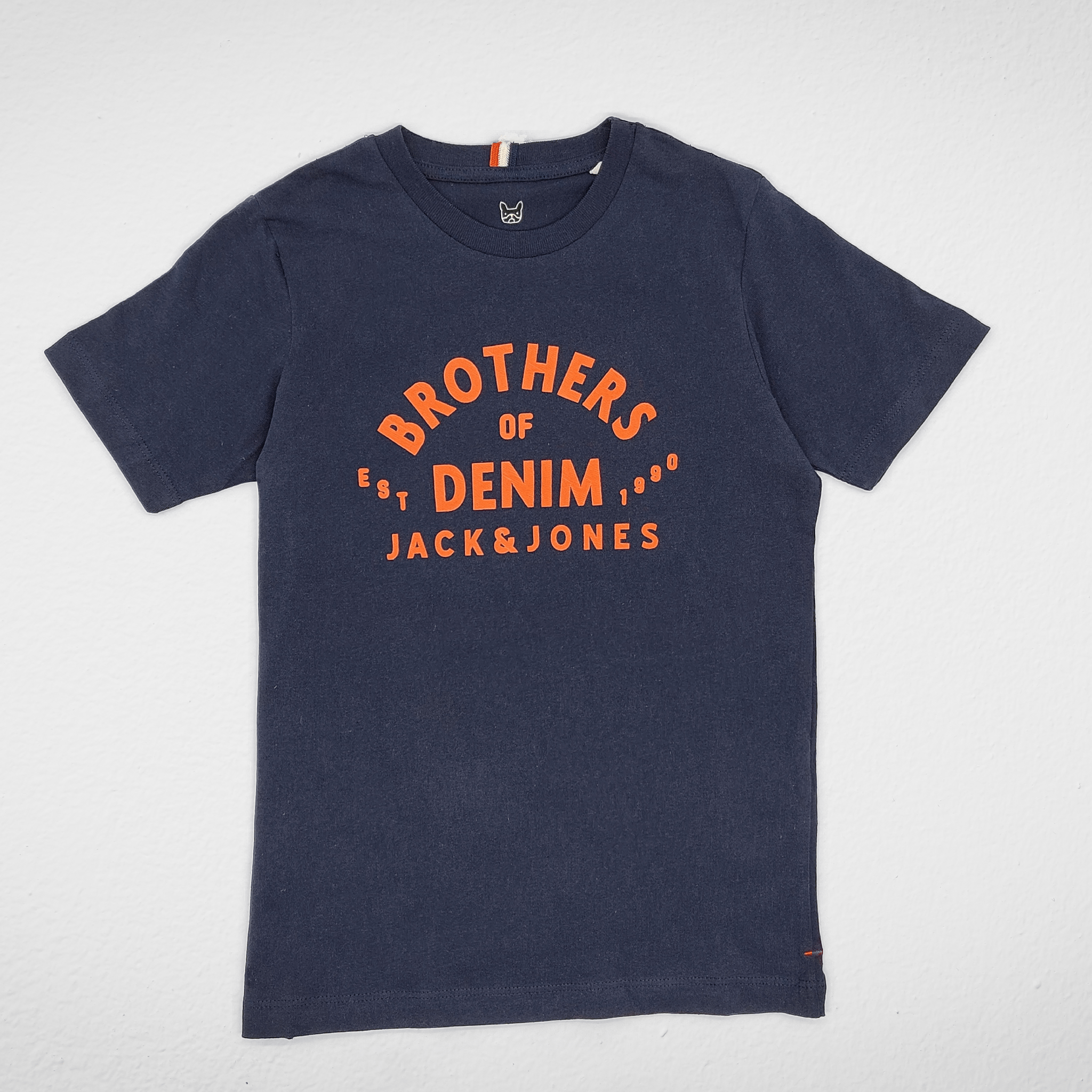 Kids Summer 23 Kids Tshirt Kids (Boys) Cotton T-shirt (J&J) - Dark Blue (orange writing)