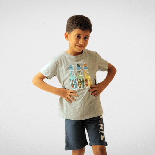 Kids Summer 23 Kids Tshirt Kids Cotton Tshirt (name  it) - Grey (3 Bottles)