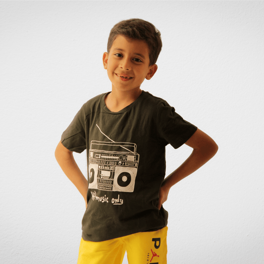 Kids Summer 23 Kids Tshirt Kids Cotton Tshirt (name  it) - Olive Green (White Radio)