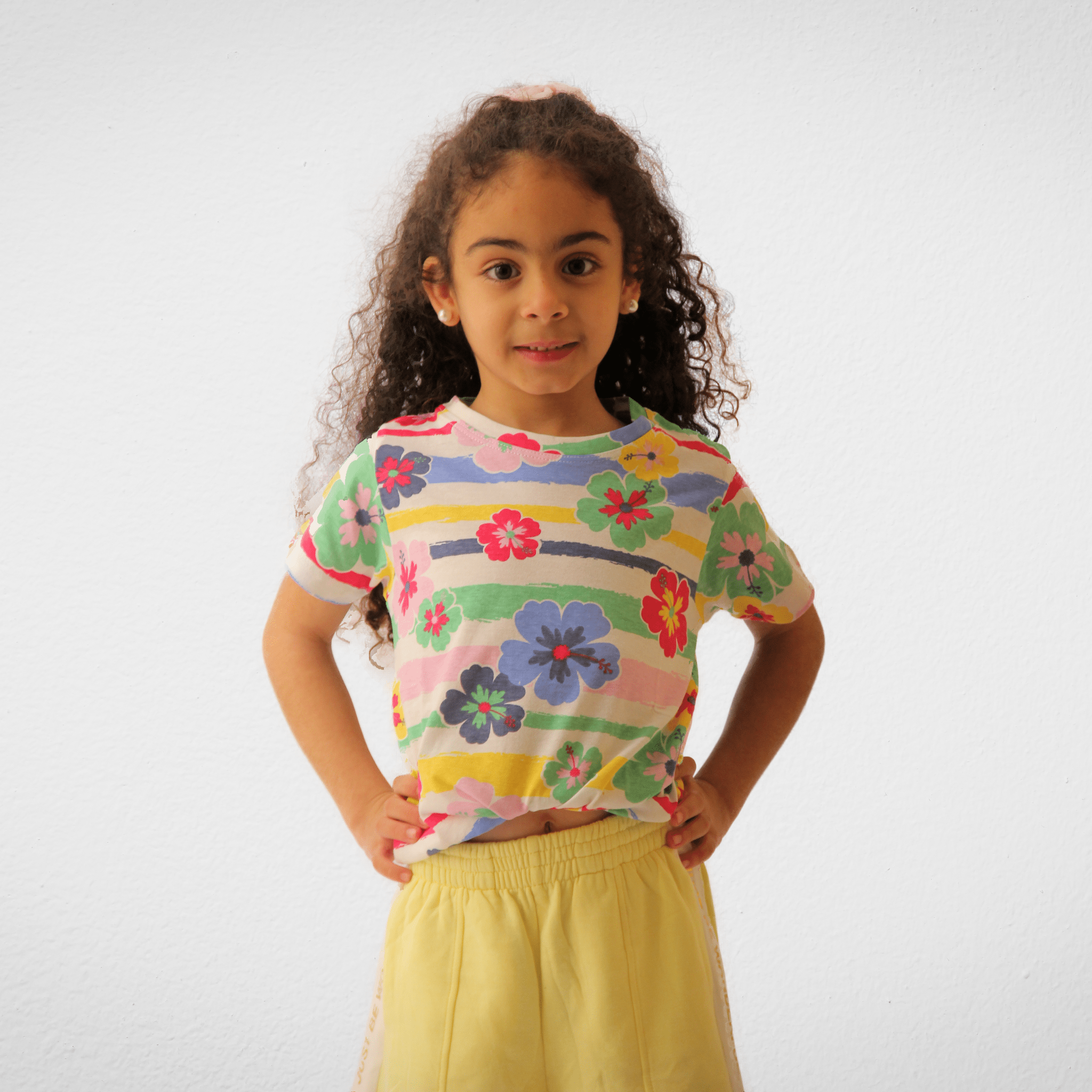 Kids Summer 23 Kids Tshirt Kids Kmart Tshirt - Big Flower Stripped