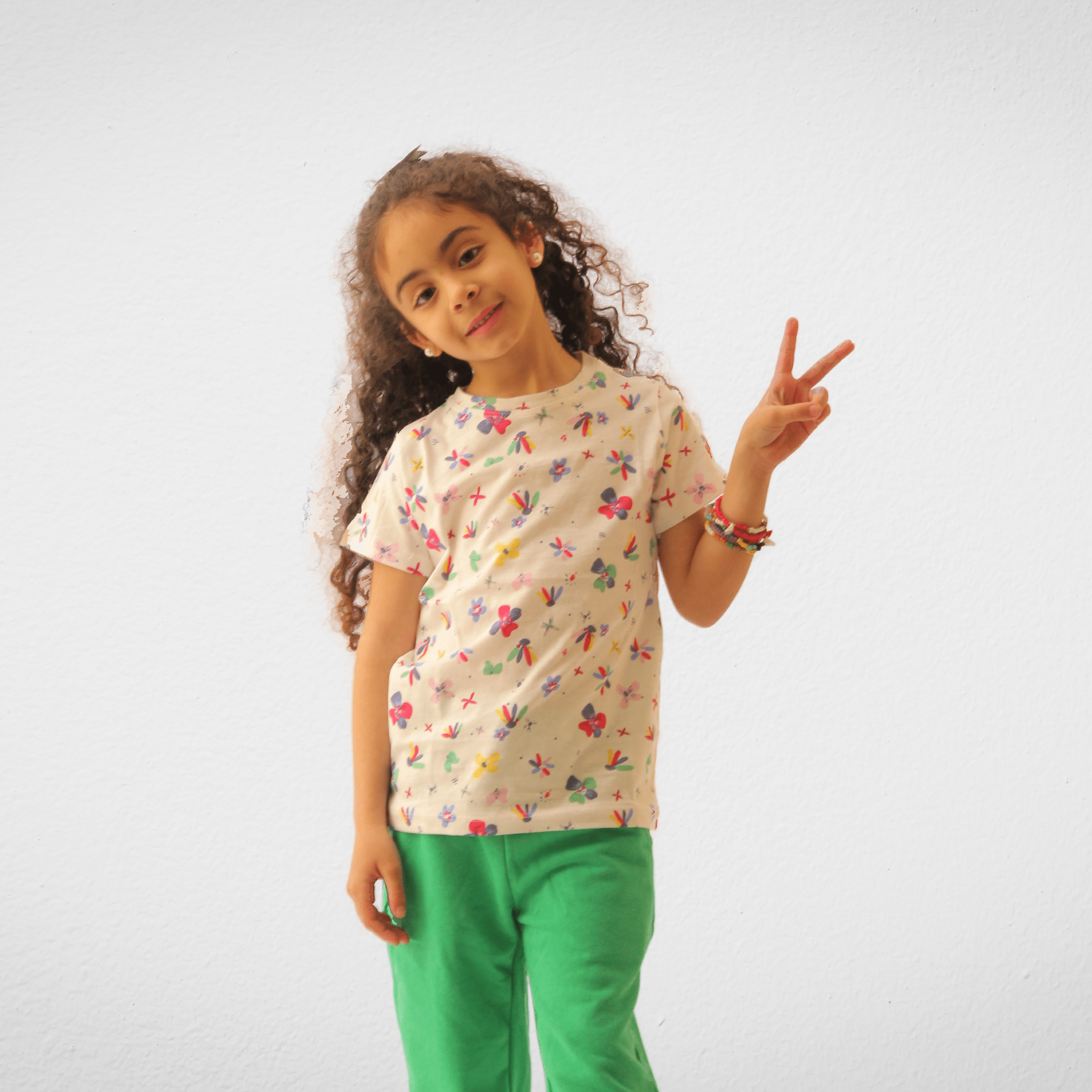 Kids Summer 23 Kids Tshirt Kids Kmart Tshirt - White + Flowers