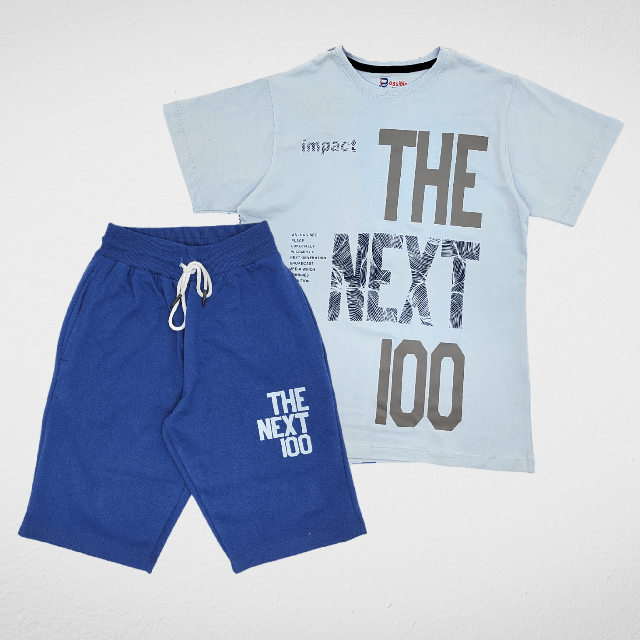 Kids Summer 23 Kids Tshirt Teens Set (Tshirt & Short) - Baby Blue