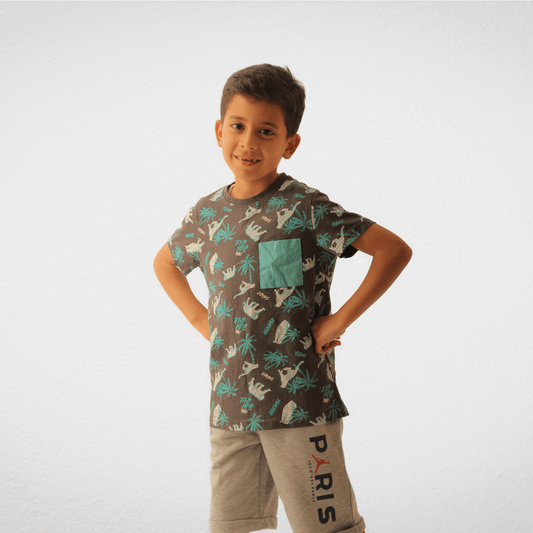 Kids Summer 23 Summer Sale 23 Boys Cotton Tshirt (pocket) - Grey