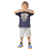 Kids Summer 23 Summer Sale 23 Boys Set (Tshirt & Short) - "Time to Travel" - Dark Blue