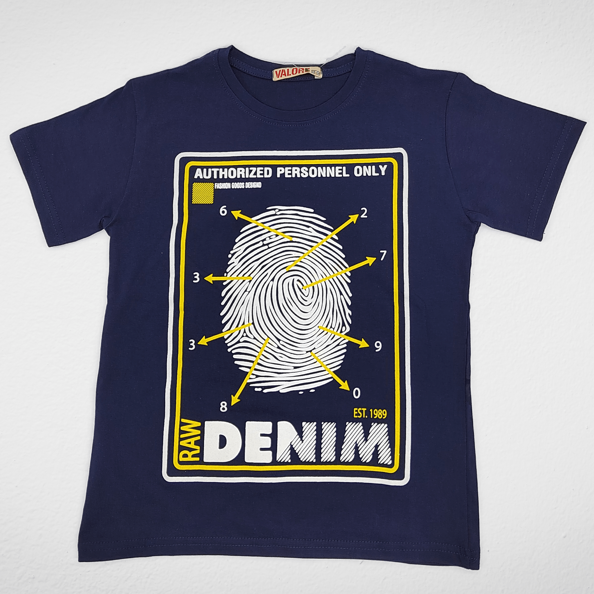 Kids Summer 23 Summer Sale 23 Boys Tshirt - "Raw Denim - Finger Print" - Dark Blue