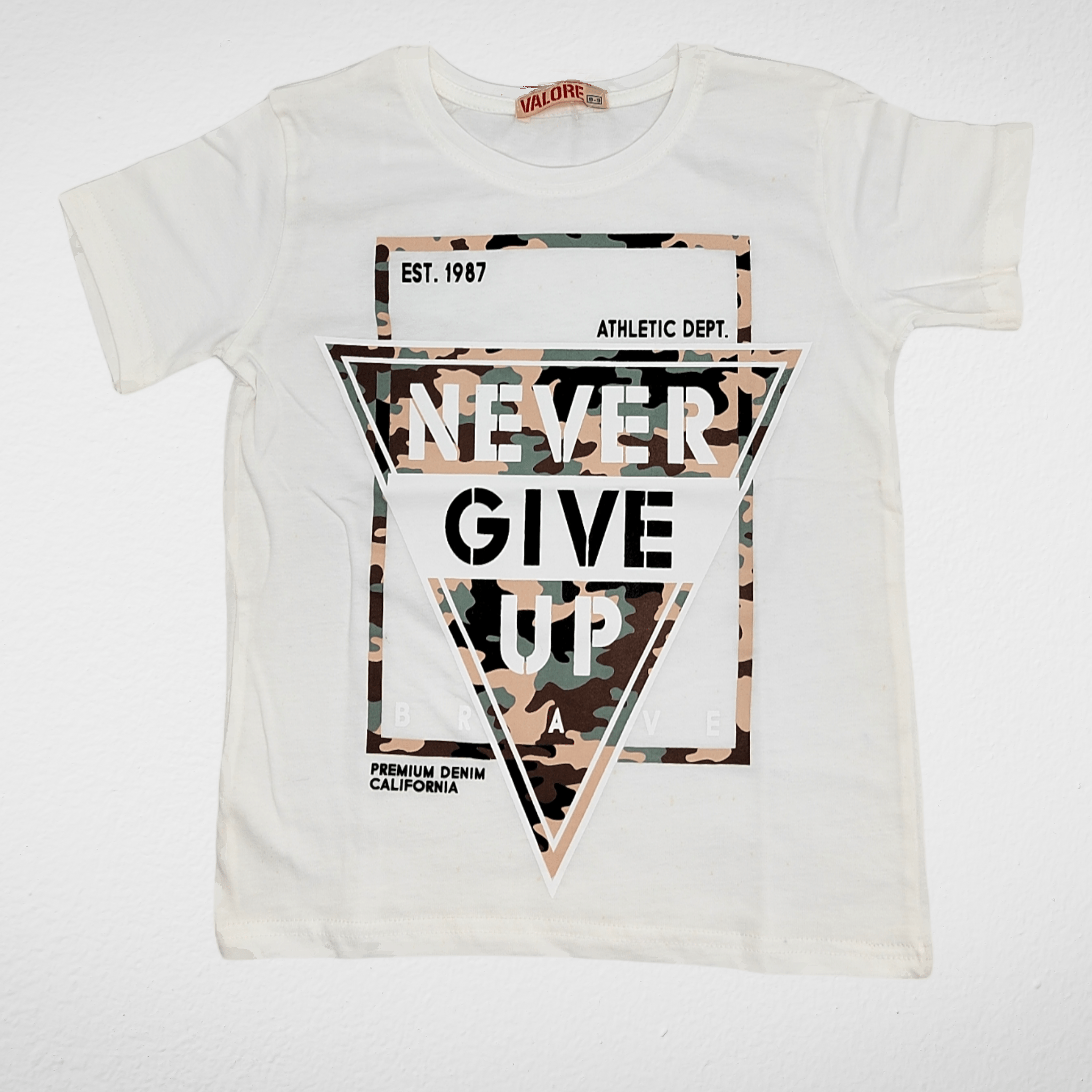 Kids Summer 23 Summer Sale 23 Boys Tshirt - تصنيع محلي - White "Never Give Up"