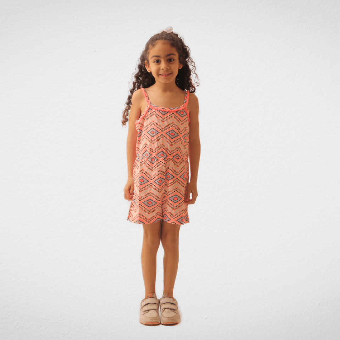Kids Summer 23 Summer Sale 23 Girls Jumpsuit (Salopettes) cotton - Light Pink with diamond pattern