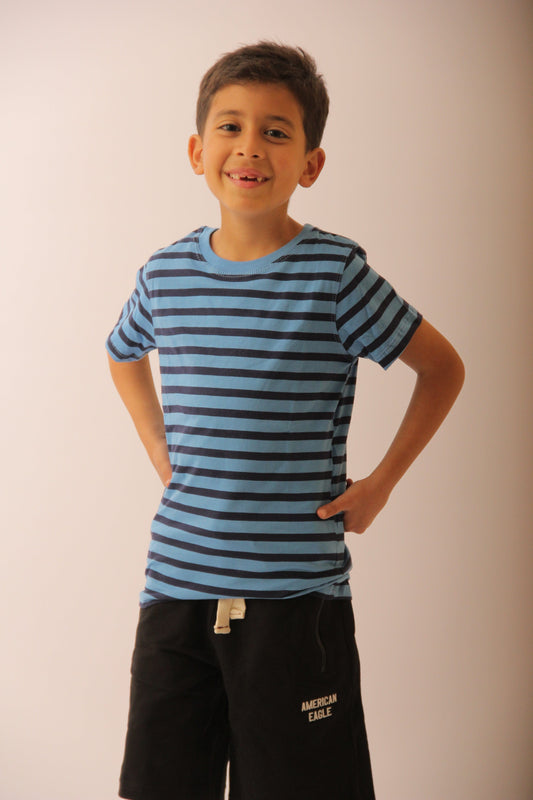 Kids Summer 23 Summer Sale 23 Kids (Boys) Cotton Tshirt (Kiki & Koko) - Blue stripped