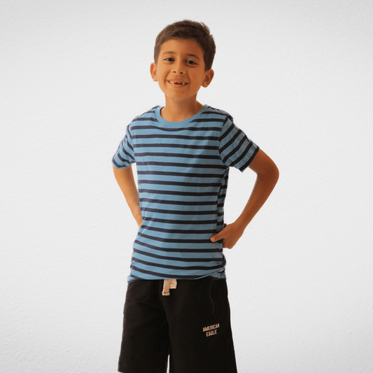 Kids Summer 23 Summer Sale 23 Kids (Boys) Cotton Tshirt (Kiki & Koko) - Blue stripped