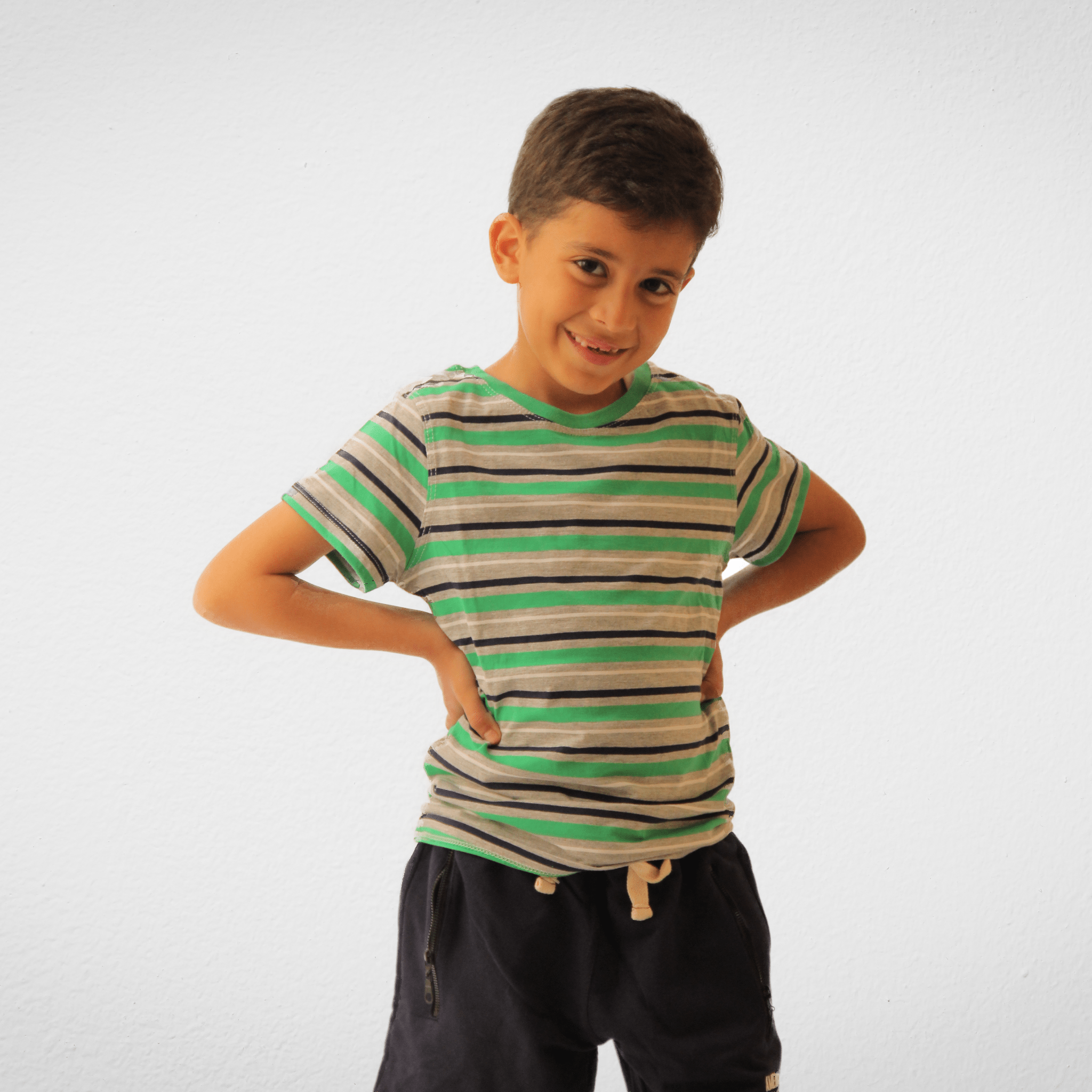 Kids Summer 23 Summer Sale 23 Kids (Boys) Cotton Tshirt (Kiki & Koko) - Grey stripped Green