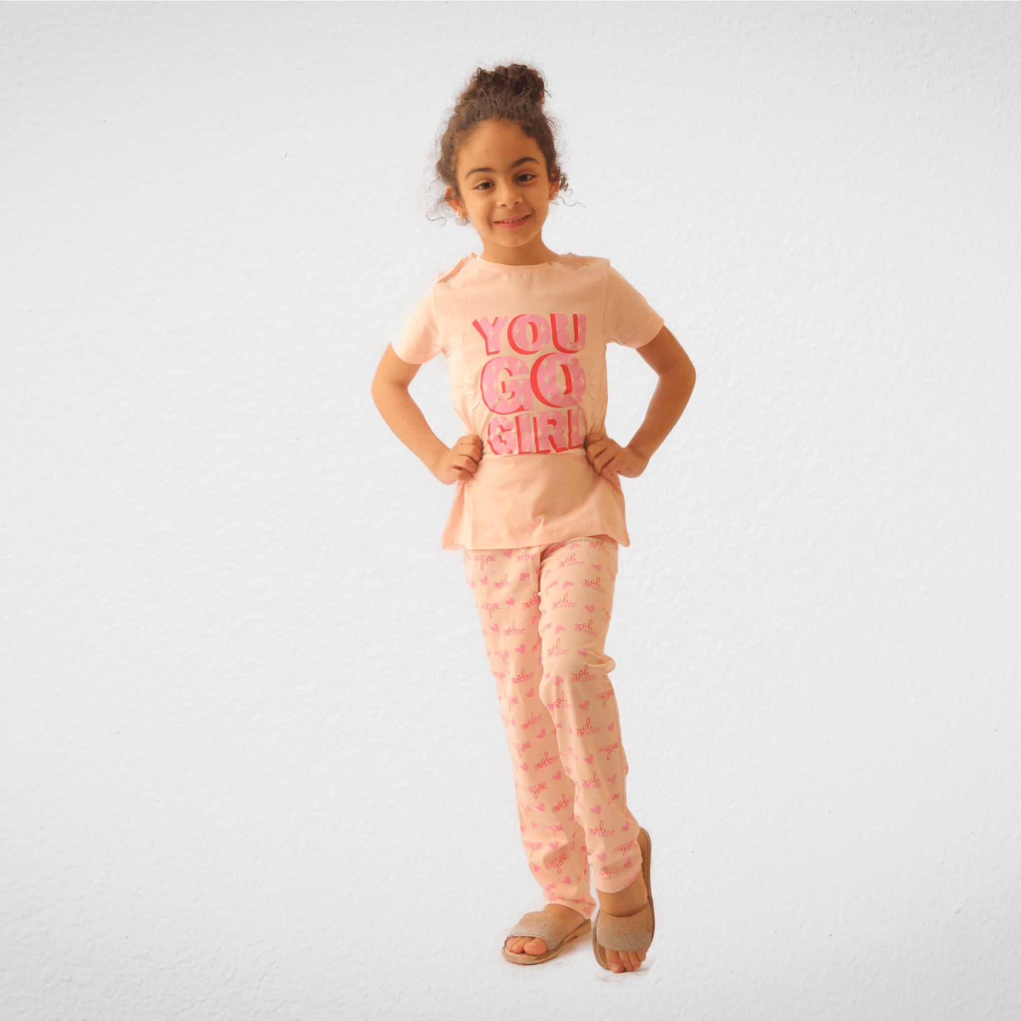 Kids Summer 23 Summer Sale 23 Kids Pajama - "You Go Girl" - Saumon