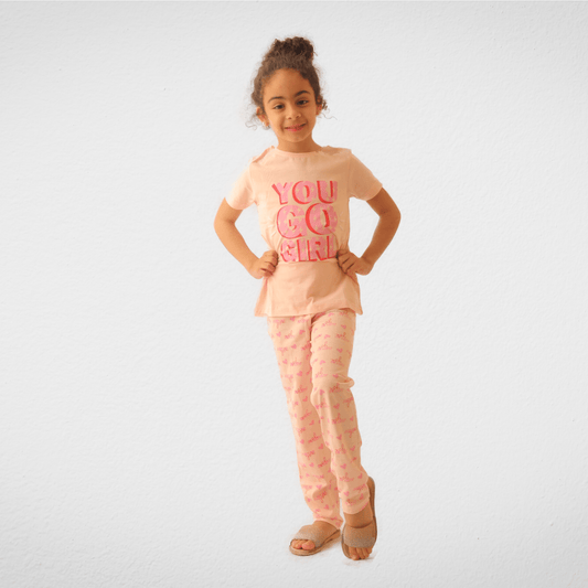 Kids Summer 23 Summer Sale 23 Kids Pajama - "You Go Girl" - Saumon