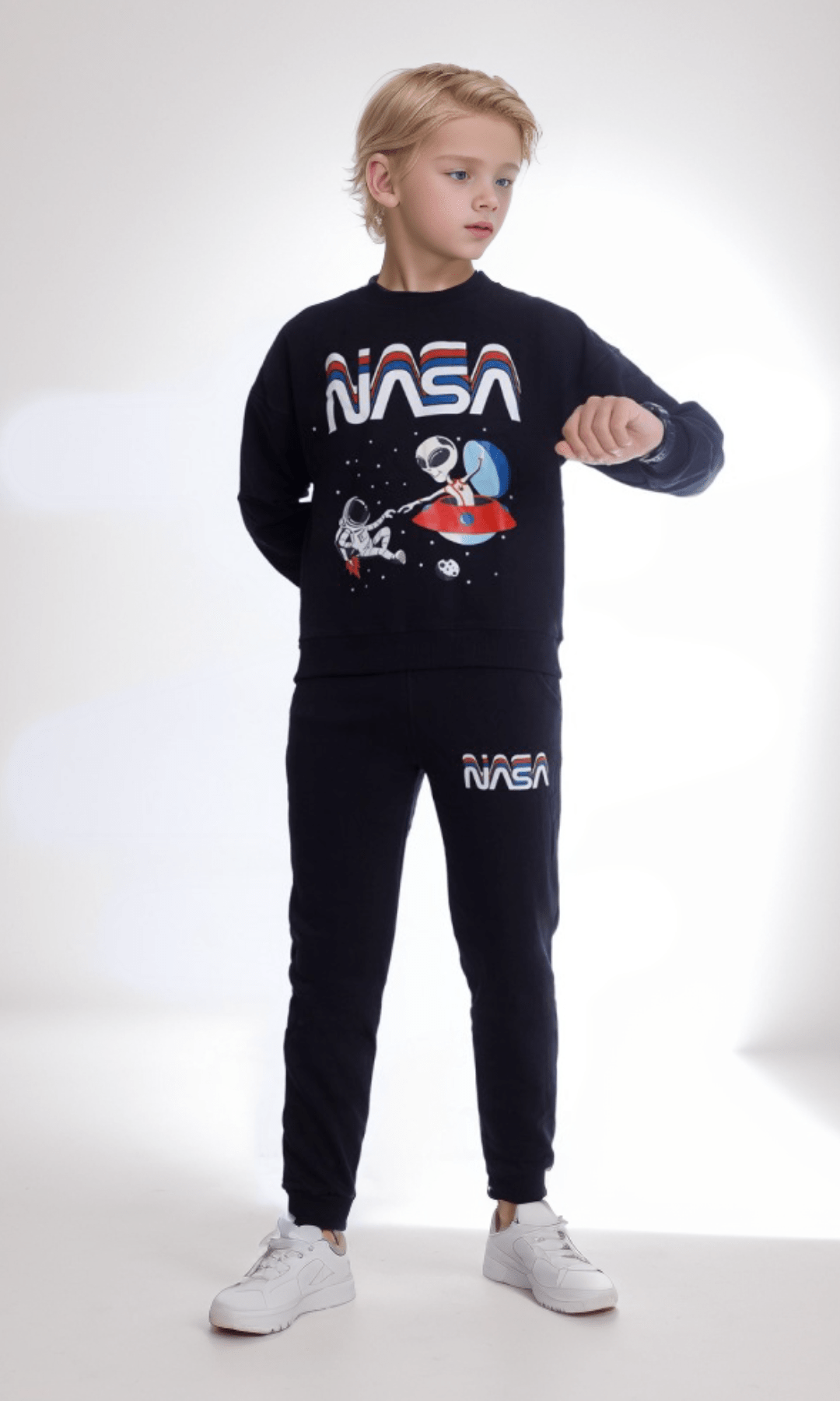 Kids Winter 24 Kids Pajama Boys Pajama Set - NASA (Black)