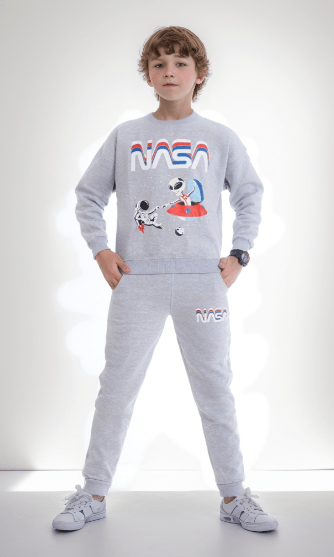 Kids Winter 24 Kids Pajama Boys Pajama Set (Sweatshirt + Pants) - NASA