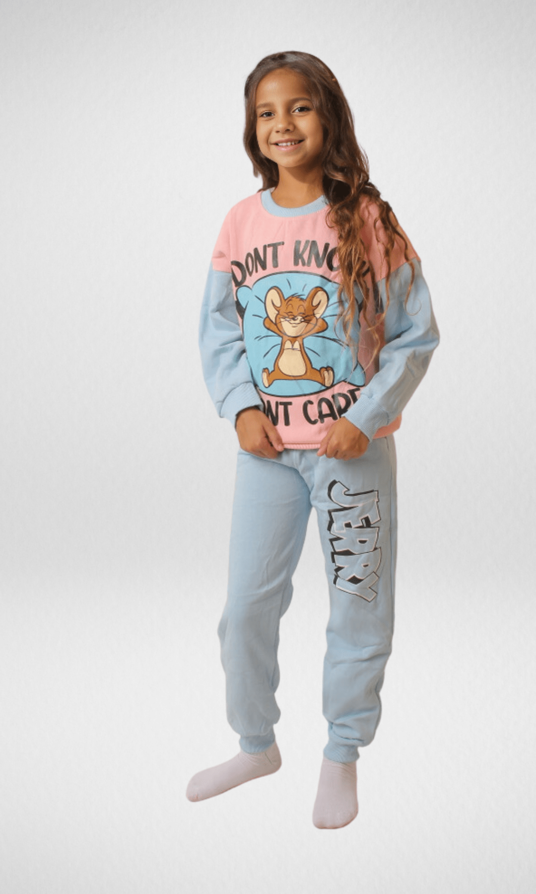 Kids Winter 24 Kids Pajama Girls Pajama Set (Sweatshirt + Pants) - Jerry