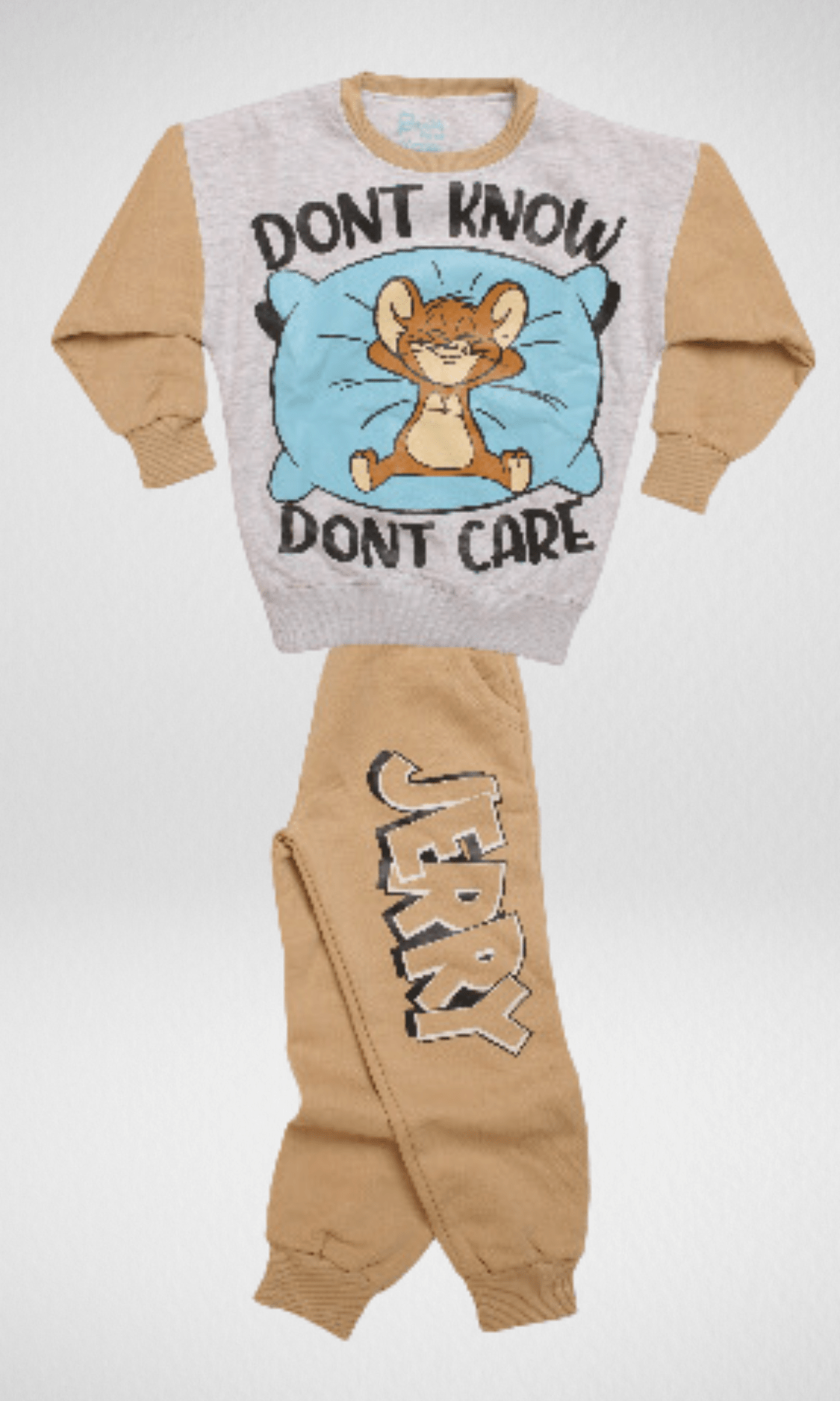 Kids Winter 24 Kids Pajama Girls Pajama Set (Sweatshirt + Pants) - Jerry(Cafe)
