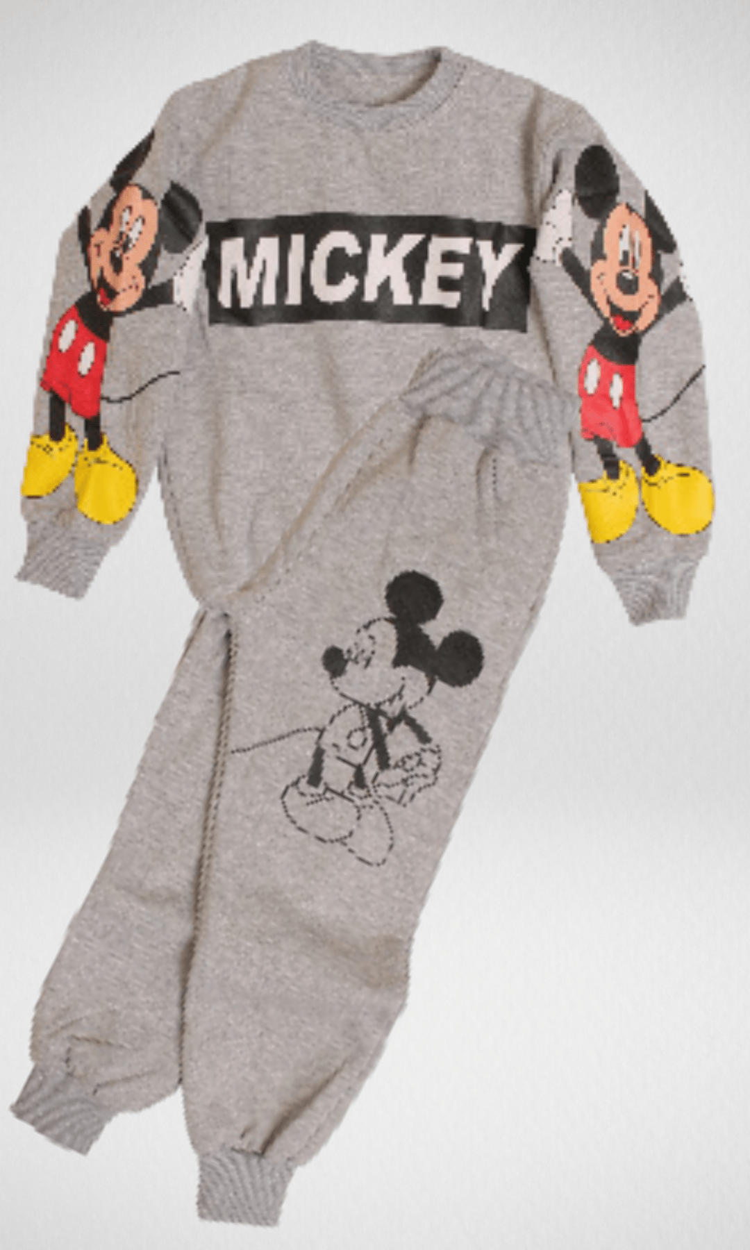 Kids Winter 24 Kids Pajama Girls Pajama Set (Sweatshirt + Pants) - Mickey (Grey)