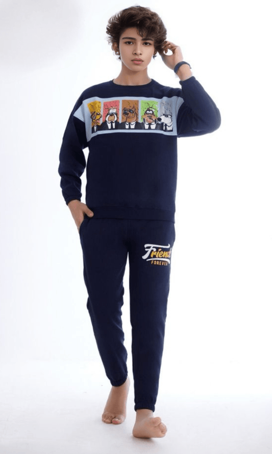 Kids Winter 24 Kids Pajama Teens Possible Pajama Set - Dogs In Style (Dark Blue)