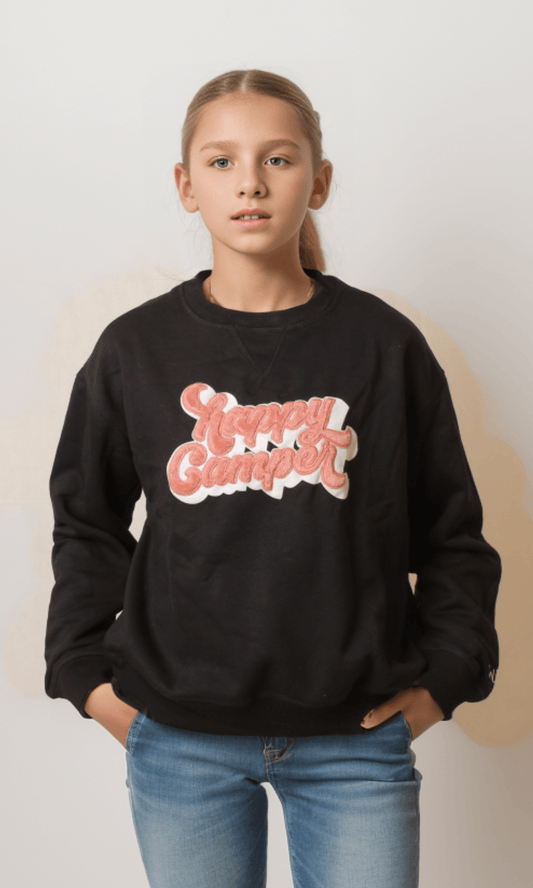 Kids Winter 24 Kids Sweatshirt Girls Melton Padded Sweatshirt  - Happy Camper(2)