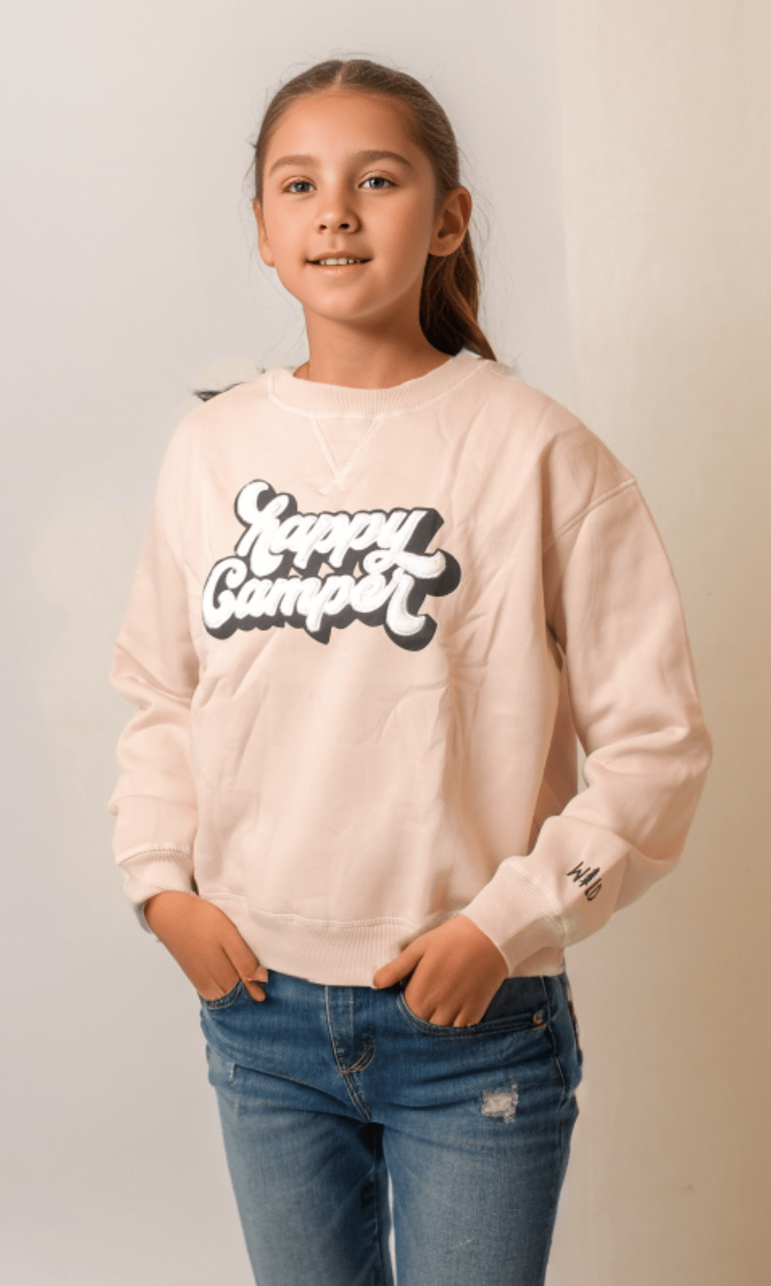 Kids Winter 24 Kids Sweatshirt Girls Melton Padded Sweatshirt  - Happy Camper(3)