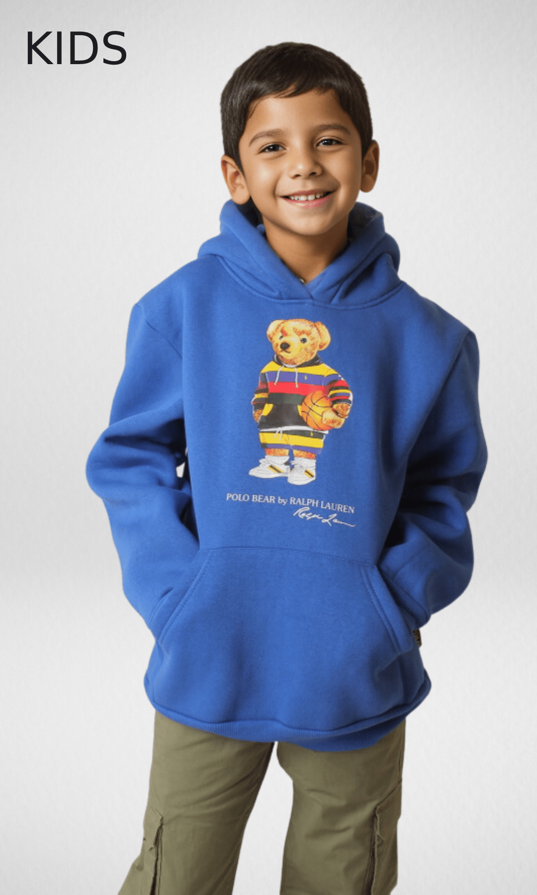 Kids Hoodie Polo Bear Basic Blue1