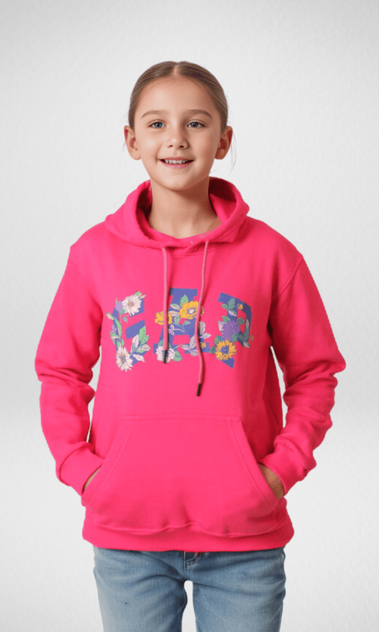 Kids Winter 24 Kids Sweatshirt Kids New Hoodie With Flower Logo - Fuchsia