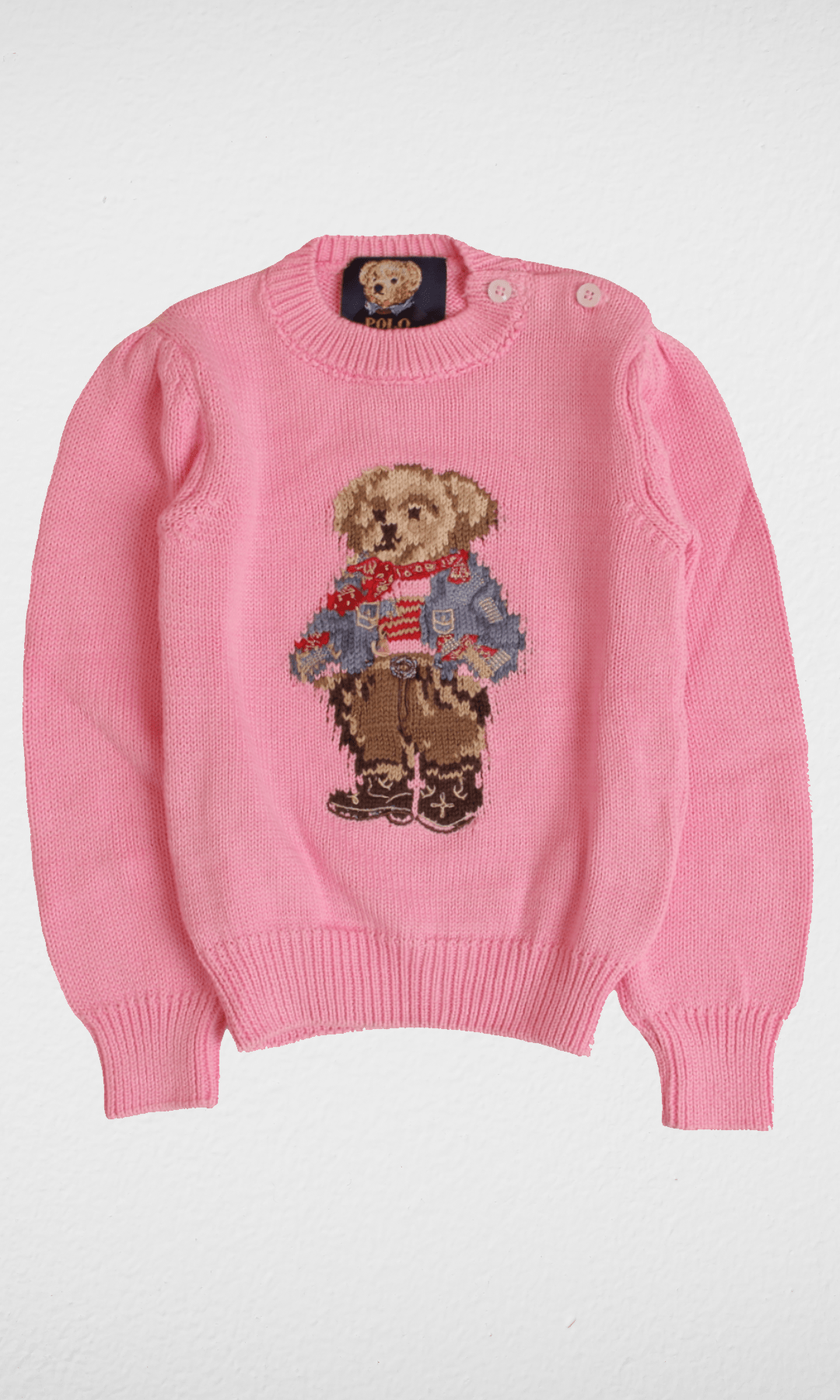 Kids Winter 24 Kids Sweatshirt Kids (Small) RL Polo Bear Pullover - Pink