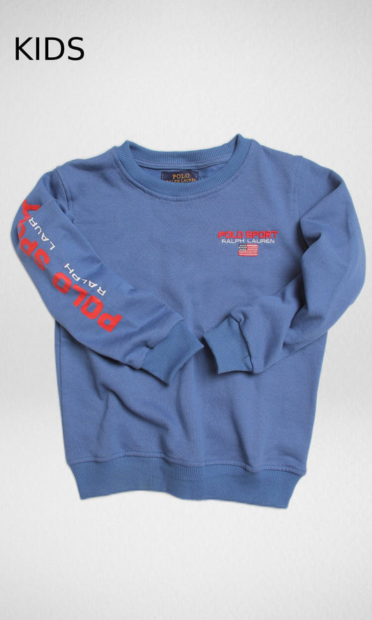 Kids Winter 24 Kids Sweatshirt Kids Sports Polo Round Neck - Blue