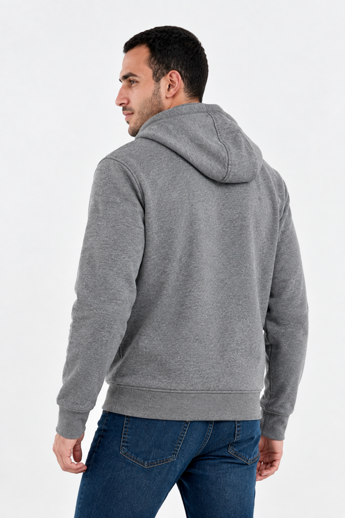 Men's Heather Gray Sherpa-Lined Zip Hoodie Jacket