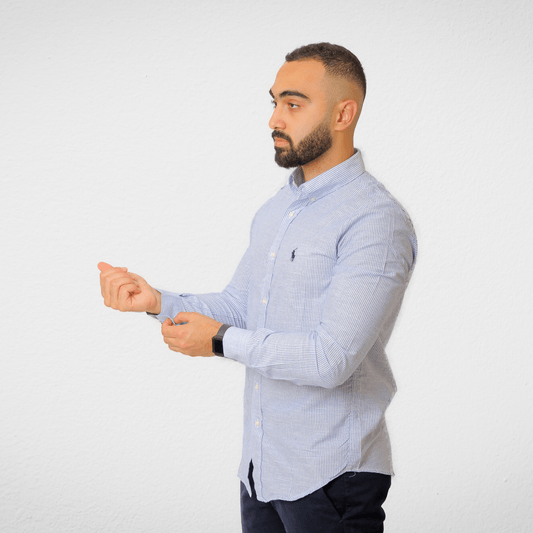 Men Summer 23 Men Shirt Men Polo Shirt - Stripped - Blue x White